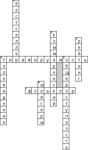 Кроссворд по предмету обществознанию - на тему 'Массовая культура'