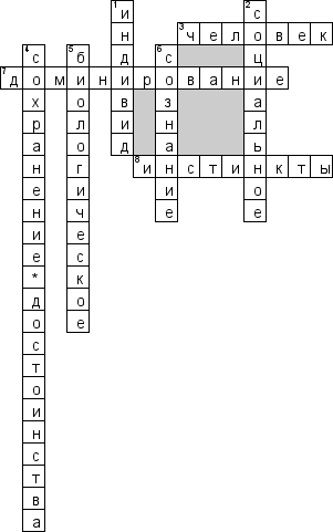 Кроссворд по предмету обществознанию - на тему 'Человек и его развитие'