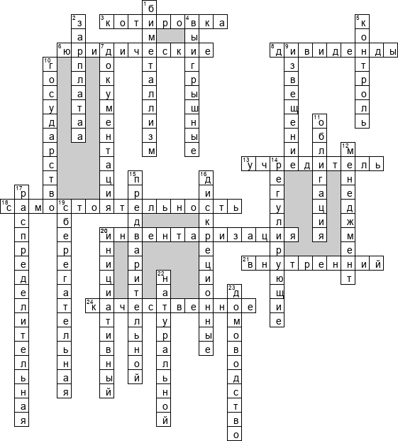 Кроссворд по предмету финансам и кредиту - на тему 'Общий'