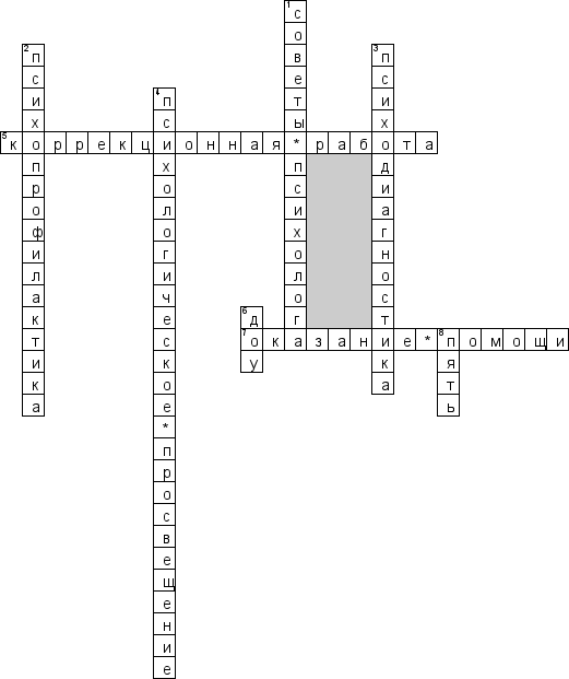 Кроссворд по предмету педагогике - на тему 'Оказание социально-психологической помощи ребёнку'