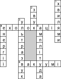 Кроссворд по предмету Фiзика (укр.) - на тему 'Звук (укр.)'