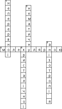 Кроссворд по предмету Фiзика (укр.) - на тему 'Анiзотропiя кристалiв (укр.)'