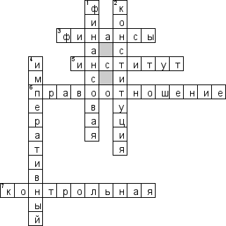 Кроссворд по предмету финансовому праву - на тему 'Финансы и финансовая деятельность государства'