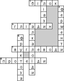 Кроссворд по предмету Бiохiмiя (укр.) - на тему 'Бiохiмiя зерна (укр.)'