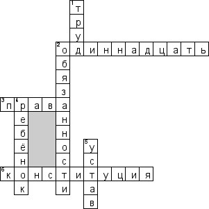 Кроссворд по предмету праву - на тему 'Права и обязанности'