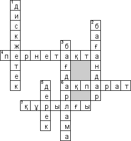 Кроссворд по предмету Казахский язык (каз.) - на тему 'Новые слова (каз.)'