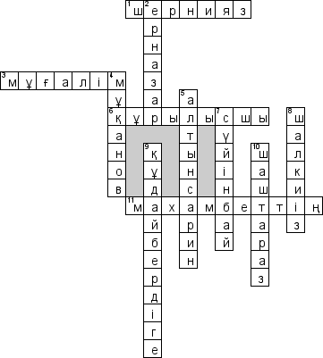 Кроссворд по предмету Казахский язык (каз.) - на тему 'Профессии (каз.)'