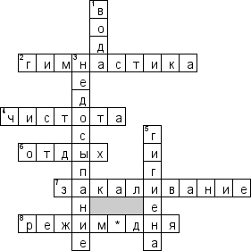 Кроссворд по предмету физкультуре - на тему 'Режим'