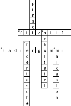 Кроссворд по предмету немецкому языку - на тему 'Schulsachen'